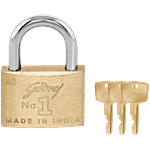 Godrej Locks Padlock With 3 Keys - Brass Finish 1 pc