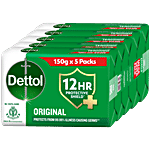 Dettol Original Bathing Soap Bar With 12 Hr Germ protection 750 g (5x150g)