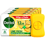 Dettol Lime Fresh Bathing Soap Bar With 12 Hr Freshness 400 g (4x100 g)