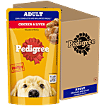 Pedigree Adult Wet Dog Food - Chicken & Liver Chunks In Gravy 130 g (Pack of 12)