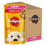 Pedigree Chicken & Liver Chunks In Gravy Puppy Wet Dog Food 130 g (Pack of 12)