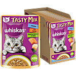 Whiskas Tasty Mix Adult 1+ Year Wet Cat Food - Chicken With Salmon Wakame Seaweed In Gravy 980 g (14 pcs x 70 g Each)