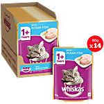 Whiskas Wet Cat Food - Adult, 1+ Years, Ocean Fish Flavour 80 g (Pack of 14)