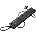 Portronics Power Plate 10 Converter - With 4 Power Sockets, 3 m Cable, Black 1 pc