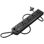 Portronics Power Plate 10 Extension Board - 4 Sockets, 2 Meter Cord, 1500 Watt, Black 1 pc