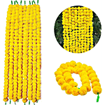 Divine Art Artificial Dark Yellow Marigold Flower Garlands, Approx 4.5 ft Long 5 pc
