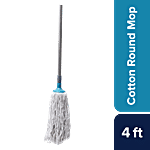 bb home Round Deck Cotton Mop/Wet Mop With 4 ft Stainless Steel Rod 1 pc