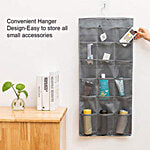 Pearlfiesta Closet Hanging Organizer - With Mesh, 24 Pockets, Grey 1 pc