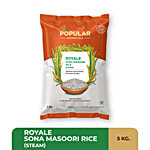 Popular Essentials Royale Sona Masoori Steam Rice 5 kg