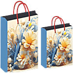 Creative Space Multicolour Flower Hand Paper Gift Carry Bag - Medium & Large 2 pcs