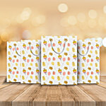 Untumble Pink Print Return Gift Paper Bag - Medium, For Birthday, Baby Shower, House Warming, Anniversary, Wedding Occasions 4 pcs