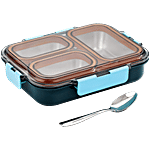 Pratap Lunch Box Steel, Ceelik Trio, Blue 600 ml