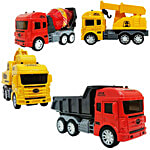 Wembley Construction Vehicle Truck - Crane Dumper Excavator Mixer Truck, Push & Go Playset, Friction Powered 4 pcs