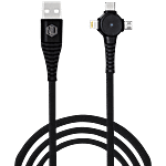 Nu Republic Blaze Trinity 2.0 3 In One USB Type C Cable - 1M USB A To Type C + Micro USB + Type L Fast Charge Cable, Compatible With Mobile, Tablet, Laptop, Black 1 pc