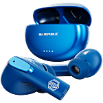 Nu Republic Epic X3 Bluetooth Earphones - TWS With X-Bass Technology, Wireless, 48 Hrs Playtime, ENC, Talk Pure Mic, Type C Fast Charging, Hall Sensor Function, Blue 1 pc