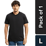 Jockey 2714 Men's Super Combed Cotton Rich Solid Round Neck Half Sleeve T-Shirt - Black 1 pc Size - L (Size - L)
