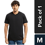 Jockey 2714 Men's Super Combed Cotton Rich Solid Round Neck Half Sleeve T-Shirt - Black 1 pc Size - M (Size - M)