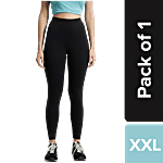 Jockey AW87 Women's Super-Combed Cotton Elastane Stretch Leggings With Ultrasoft Waistband - Black 1 pc Size - XXL (Size - 2XL)