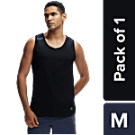 Jockey MV06 Men's Super Combed Cotton Blend Solid Low Neck Tank Top With Breathable Mesh & Stay Fresh Treatment - Black 1 pc Size - M (Size - M)