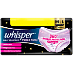 Whisper Super Absorbent Period Panty - 360 Degree Leakage Protection For Heavy Flow, M-L 12 pcs