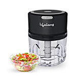 Lifelong USB Rechargeable Wireless Electric Chopper - Stainless Steel Blades, LLWC02, Black 250 ml