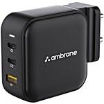 Ambrane 65W Charger Adapter, 3 Ports - 2 Type C & 1 USB For Samsung, Type C Laptops, RAAP G65 - Black 1 pc