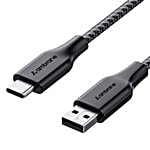 Ambrane Unbreakable 3A Fast Charging 1.5 m Braided Type C Cable, 480 Mbps Data Sync, Quick Charge 3.0, RCT15A - Black 1 pc 
