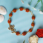 eCraftIndia Om Trishul Rudraksha Bracelet Rakhi - For Brother, With Roli Chawal Pack 2 pcs