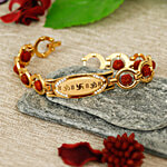 eCraftIndia Om, Swastik Symbol, Rudraksha Bracelet Rakhi - Brown & Golden, With Roli Chawal 1 pc