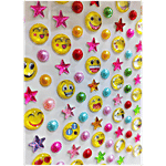 Creative Space Emoji Multicolour Stars Stickers - Hard, Transparent, Plastic 1 pc 