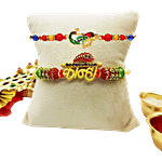 Creative Space Kanha & Peacock Design Rakhi Combo 2 pcs