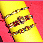Creative Space Multi Design Rakhi Combo - Flower & Beads 3 pcs