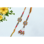 Pearlfiesta "Bhaiya Bhabhi" Rakhi Set With Lumba Rakhi - Multicolour 2 pcs