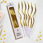 Party Propz Spiral Candles Metallic Golden 6 pcs