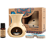 Iris Amogha Tulsi Camphor Fragrance Vaporizer With 4 Tealights & 10ml Oil Set of 1