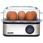 Agaro Grand 500 W Egg Boiler & Poacher - 2 In 1 Boils 8 Eggs, Poach 4 Eggs, Steamed Vegetables, 3 Boiling Modes, Stainless Steel Body, Transparent Lid, Silver 1 pc