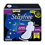 STAYFREE Advanced All Nights Soft Touch Sanitary Napkins - XXXL 16 pcs