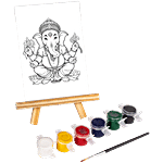 Little Birdie Create & Display Fun Set Ganesha - Pre-Marked Panel, With Easel, 6 Colours & 1 Brush 1 pc