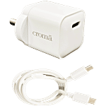 Croma 20W Type C Fast Charger (Type C to Type C Cable, Apple Compatible, White) 1 Unit