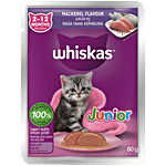 Whiskas Junior Mackeral Flavour Kitten Wet Cat Food - 2-12 Months 80 g Pouch