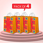 Untumble Gift Bags For Return Gifting - Orange & Red, Large 4 pcs