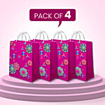 Untumble Gift Bags Pink With Diyas Print For Return Gifting -  Suitable For Large Gifts During Diwali, Festivals 4 pcs
