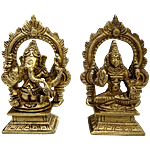 Vintage Gulley Brass Ganesh Laxmi In Velvet Box 1 pc
