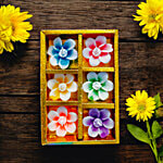 House of Festivals Flower Shape Floating Colourful Candles - 5.08 cm, Assorted Colour 6 pcs