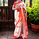 House of Festivals Premium Kolkata Durga Puja Cotton Saree - 6.25 m 1 pc