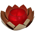APJ Lotus Shaped Red Colour Glass Candle Holder - Metal 1 pc
