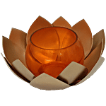 APJ Lotus Shaped Yellow Colour Glass Candle Holder - Metal 1 pc