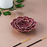 bb home Earth Lotus Blossom Red Handcrafted Incense & Tealight Ceramic Holder 1 pc