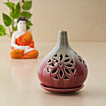 bb home Earth Crimson Red Green Handcrafted Tealight Ceramic Holder 1 pc