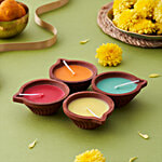 Daivya Sparsh by bigbasket Vibrant Wax Candle Diya - Burn Time Up To 2.5 Hrs, Large Size 4 pcs 